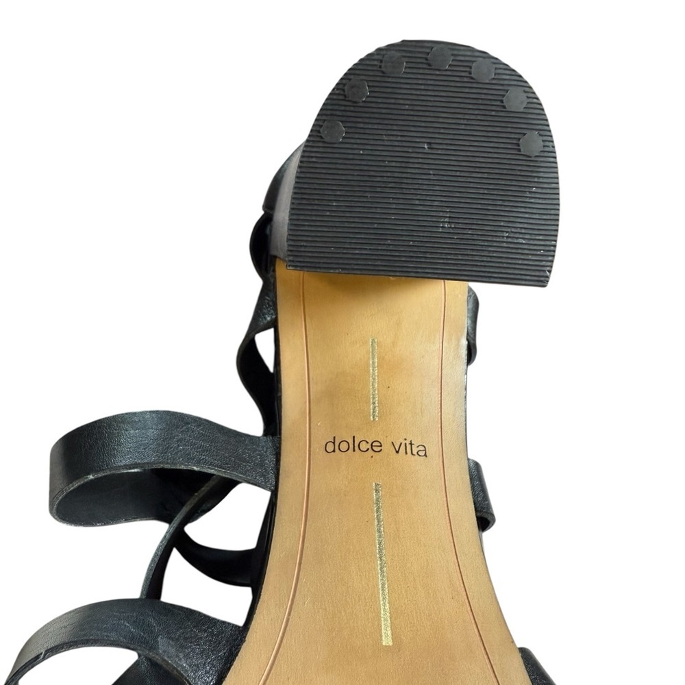 Dolce Vita Nairi Woven Black Leather Bootie Open Toe Size 8 - Picture 6 of 8